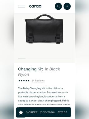 Caraa Baby Changing Kit In Black Nylon